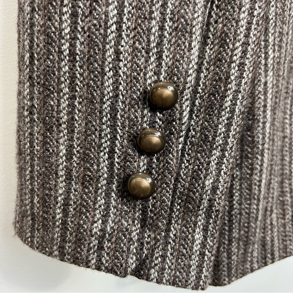Vintage tailored preppy old money tweed stripe brown fitted jacket blazer - Picture 10 of 11